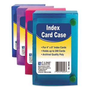 C-LINE PRODUCTS, INC Index Card Case, Holds 200 4 x 6 Cards, Polypropylene, Assorted