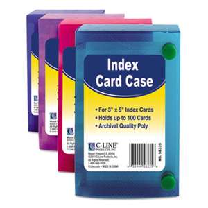 C-LINE PRODUCTS, INC Index Card Case, Holds 100 3 x 5 Cards, Polypropylene, Assorted
