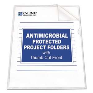 C-LINE PRODUCTS, INC Antimicrobial Project Folders, Jacket, Letter, Polypropylene, Clear, 25/Box