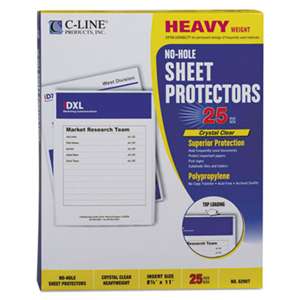 C-LINE PRODUCTS, INC Top-Load No-Hole Polypropylene Sheet Protector, Heavyweight, Clear, 2", 25/Box