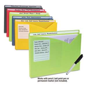 C-LINE PRODUCTS, INC Write-On Expanding Poly File Folders, 1" Exp., Letter, Assorted Colors, 10/BX