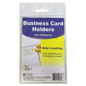 C-LINE PRODUCTS, INC Self-Adhesive Business Card Holders, Side Load, 3 1/2 x 2, Clear, 10/Pack