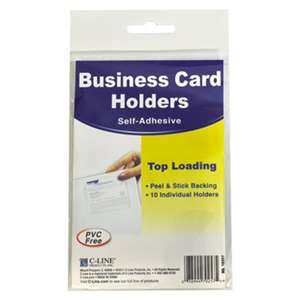 C-LINE PRODUCTS, INC Self-Adhesive Business Card Holders, Top Load, 3 1/2 x 2, Clear, 10/Pack