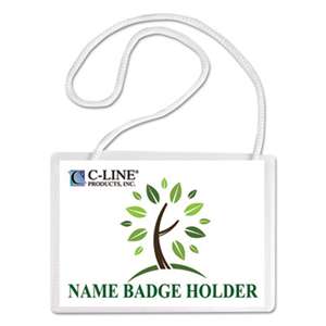 C-LINE PRODUCTS, INC Specialty Name Badge Holder Kits, 4 x 3, White, 50/Box