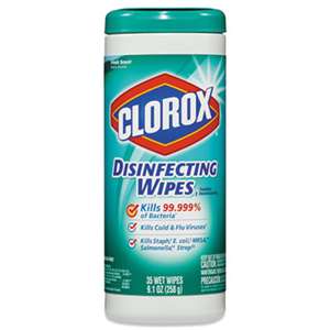 CLOROX SALES CO. Disinfecting Wipes, 7 x 8, Fresh Scent, 35/Canister