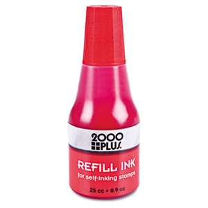 CONSOLIDATED STAMP Self-Inking Refill Ink, Red, 0.9 oz. Bottle