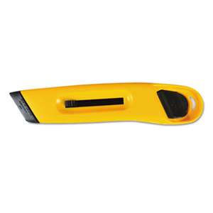 CONSOLIDATED STAMP Plastic Utility Knife w/Retractable Blade & Snap Closure, Yellow