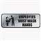 CONSOLIDATED STAMP Brushed Metal Office Sign, Employees Must Wash Hands, 9 x 3, Silver