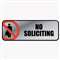 CONSOLIDATED STAMP Brushed Metal Office Sign, No Soliciting, 9 x 3, Silver/Red