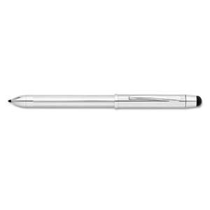 A.T. CROSS COMPANY Tech3+ Retractable Ballpoint Pen, Chrome Barrel, Black/Red Ink, Medium Point