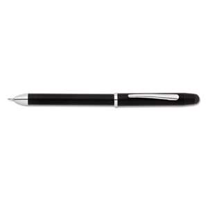 A.T. CROSS COMPANY Tech3+ Retractable Ballpoint Pen, Black Barrel, Black/Red Ink, Medium Point