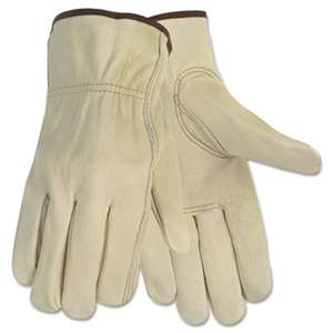 MCR SAFETY Economy Leather Driver Gloves, Large, Beige, Pair