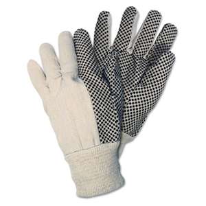 MCR SAFETY Dotted Canvas Gloves, One Size, White, 12 Pairs