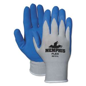 MCR SAFETY Memphis Flex Seamless Nylon Knit Gloves, Small, Blue/Gray, Pair