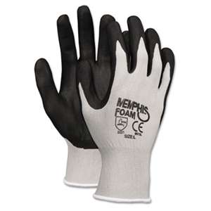 MCR SAFETY Economy Foam Nitrile Gloves, Large, Gray/Black, 12 Pairs