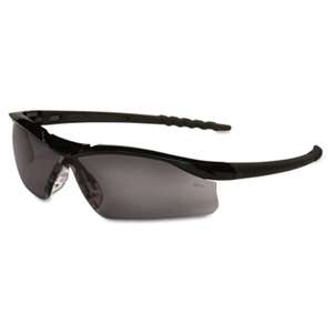 MCR SAFETY Dallas Wraparound Safety Glasses, Black Frame, Gray Lens