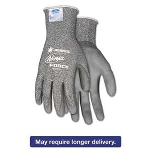 MCR SAFETY Ninja Force Polyurethane Coated Gloves, Large, Gray, Pair