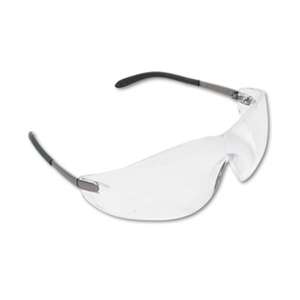 MCR SAFETY Blackjack Wraparound Safety Glasses, Chrome Plastic Frame, Clear Lens