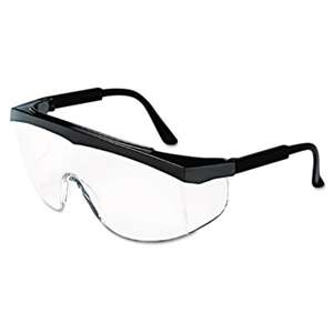 MCR SAFETY Stratos Safety Glasses, Black Frame, Clear Lens