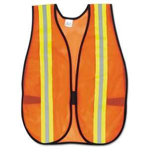 MCR SAFETY Orange Safety Vest, 2 in. Reflective Strips, Polyester, Side Straps, One Size