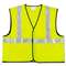 MCR SAFETY Class 2 Safety Vest, Fluorescent Lime w/Silver Stripe, Polyester, Large