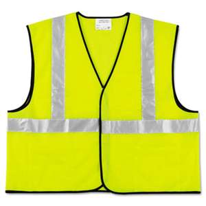 MCR SAFETY Class 2 Safety Vest, Fluorescent Lime w/Silver Stripe, Polyester, 2X-Large