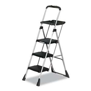 COSCO Max Work Steel Platform Ladder, 22w x 31d x 55h, 3-Step, Black