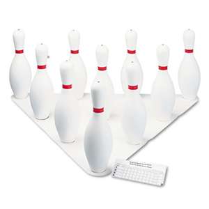 CHAMPION SPORT Bowling Set, Plastic/Rubber, White, 1 Ball/10 Pins/Set