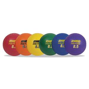 CHAMPION SPORT Rhino Playground Ball Set, 8 1/2" Diameter, Rubber, Assorted, 6 Balls/Set