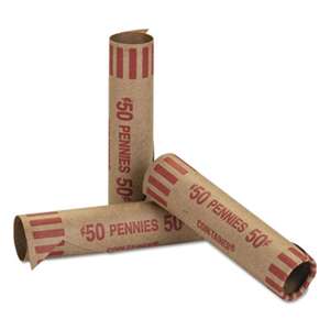 MMF INDUSTRIES Preformed Tubular Coin Wrappers, Pennies, $.50, 1000 Wrappers/Box