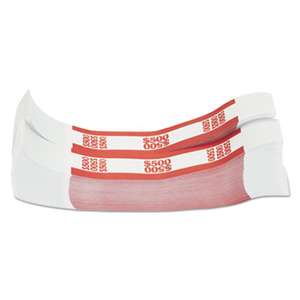 MMF INDUSTRIES Currency Straps, Red, $500 in $5 Bills, 1000 Bands/Pack
