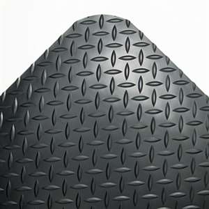 CROWN MATS & MATTING Industrial Deck Plate Anti-Fatigue Mat, Vinyl, 36 x 144, Black