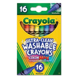 BINNEY & SMITH / CRAYOLA Ultra-Clean Washable Crayons, Regular, 8 Colors, 16/Box