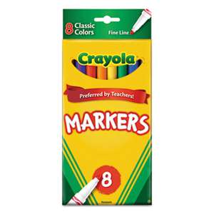 BINNEY & SMITH / CRAYOLA Non-Washable Markers, Fine Point, Classic Colors, 8/Set