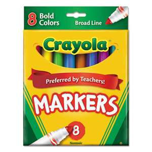 BINNEY & SMITH / CRAYOLA Non-Washable Markers, Broad Point, Bold Colors, 8/Set