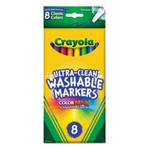 BINNEY & SMITH / CRAYOLA Washable Markers, Fine Point, Classic Colors, 8/Pack