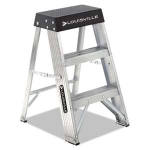 LOUISVILLE Aluminum Step Stool, 17w x 18 1/4 Spread x 26h, Aluminum/Black