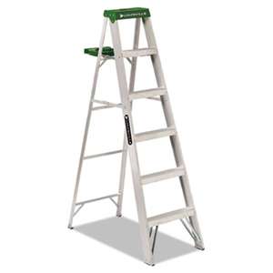 LOUISVILLE #428 Folding Aluminum Step Ladder, 6 ft, 5-Step, Green