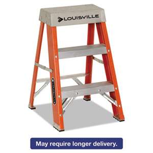 LOUISVILLE Fiberglass Heavy Duty Step Ladder, 28 3/8", 2-Step, Orange