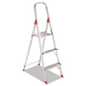 LOUISVILLE #566 Folding Aluminum Euro Platform Ladder, 3-Step, Red