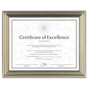 DAX N1818N2T Antique Colored Document Frame w/Certificate, Plastic, 8 1/2 x 11, Silver