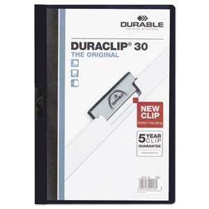 Durable 220328 Vinyl DuraClip Report Cover w/Clip, Letter, Holds 30 Pages, Clear/Navy