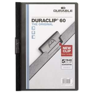 DURABLE OFFICE PRODUCTS CORP. Vinyl DuraClip Report Cover w/Clip, Letter, Holds 60 Pages, Clear/Black