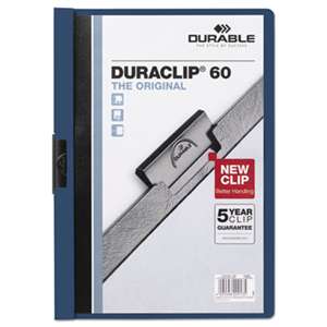 DURABLE OFFICE PRODUCTS CORP. Vinyl DuraClip Report Cover, Letter, Holds 60 Pages, Clear/Dark Blue