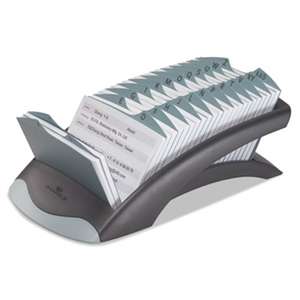 DURABLE OFFICE PRODUCTS CORP. TELINDEX Desk Address Card File Holds 500 4 1/8 x 2 7/8 Cards, Graphite/Black