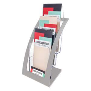 DEFLECTO CORPORATION Three-Tier Leaflet Holder, 6 3/4w x 6 15/16d x 13 5/16h, Silver