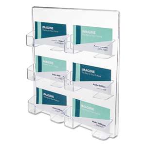 deflecto 70601 Six-Pocket Wall Mount Business Card Holder, 8 3/8 x 1 1/2 x 9 3/4, Clear