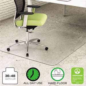 DEFLECTO CORPORATION EnvironMat Recycled Anytime Use Chair Mat for Hard Floor, 36 x 48 w/Lip, Clear