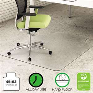 DEFLECTO CORPORATION EnvironMat Recycled Anytime Use Chair Mat for Hard Floor, 45 x 53 w/Lip, Clear