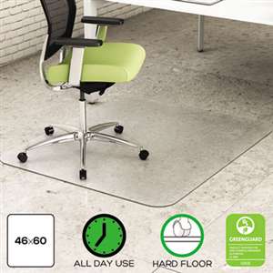 DEFLECTO CORPORATION EnvironMat Recycled Anytime Use Chair Mat for Hard Floor, 46 x 60, Clear
